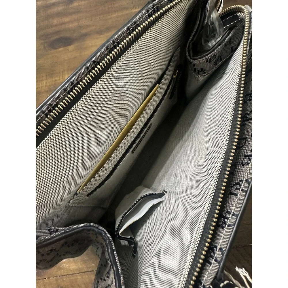 Dooney & Bourke Buckle Satchel H035CB1 Grey Black Monogram Signature Handbag NEW